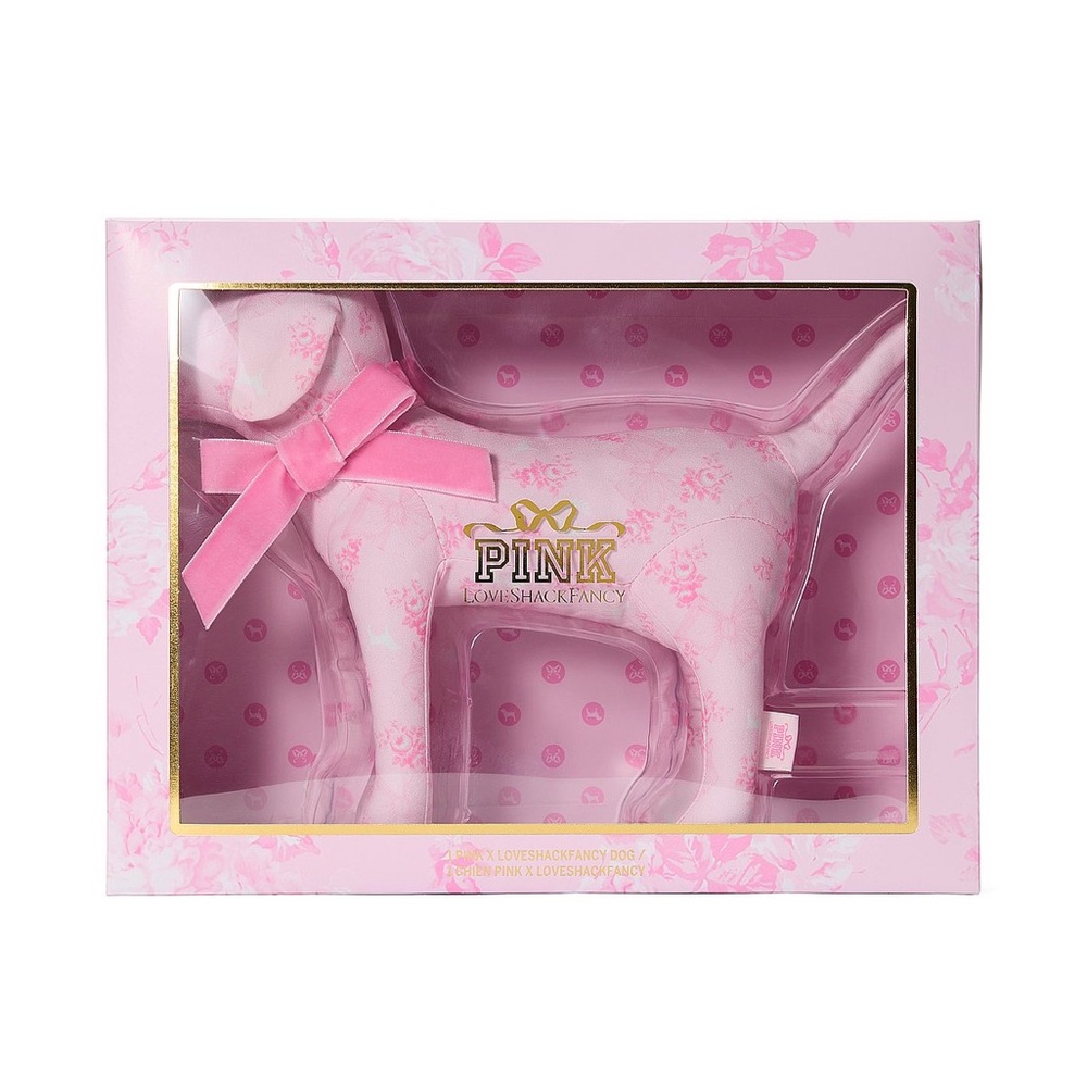 Victorias Secret PINK x LoveShackFancy Beaux Icons Plush Dog OS Pink Floral